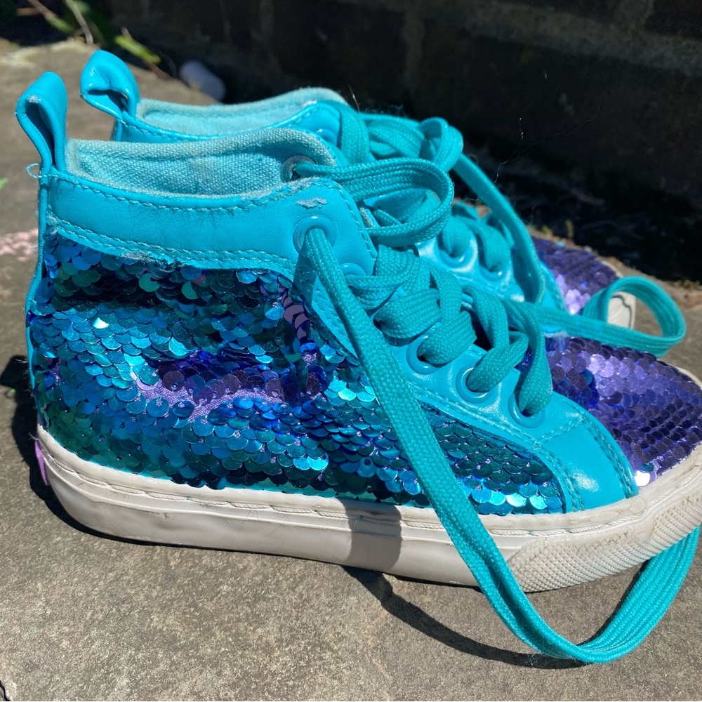 Jojo Siwa 11T Toddler Sneaker Blue & Purple Sequins Lace Up
